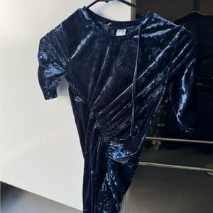 Divided Velvet Dress in Rich Blue